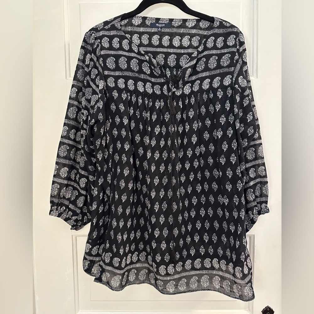 Madewell Moroccan print cotton boho blouse sz M